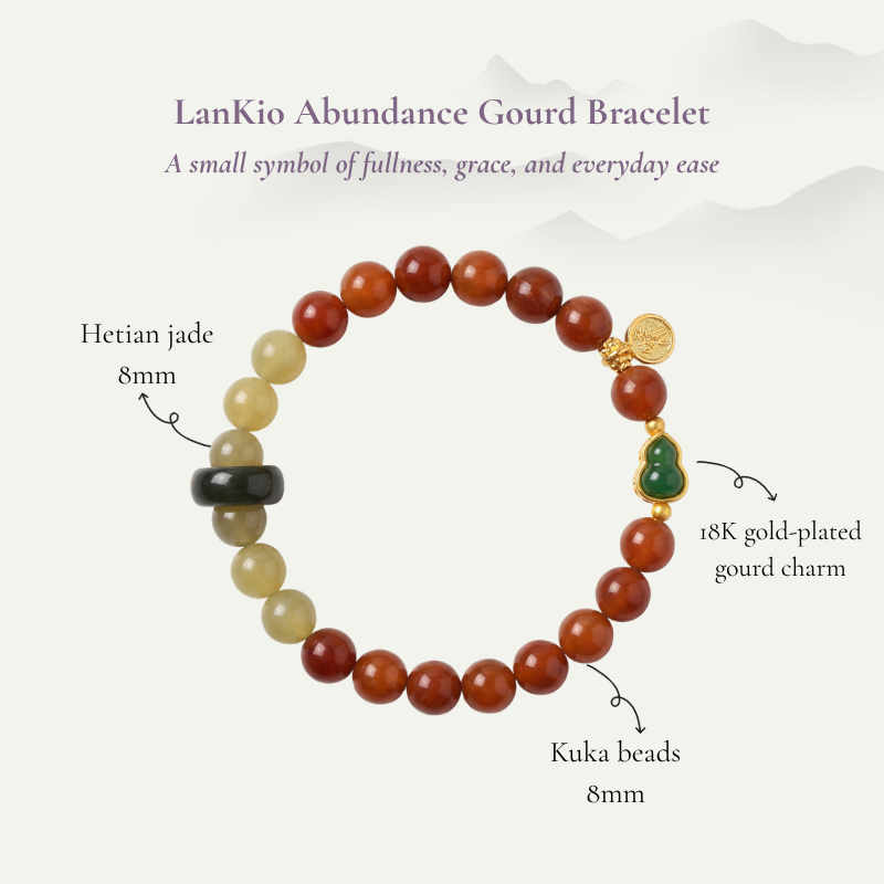 Hetian Jade Kuka Seed Gourd Bracelet | LanKio Abundance Gourd
