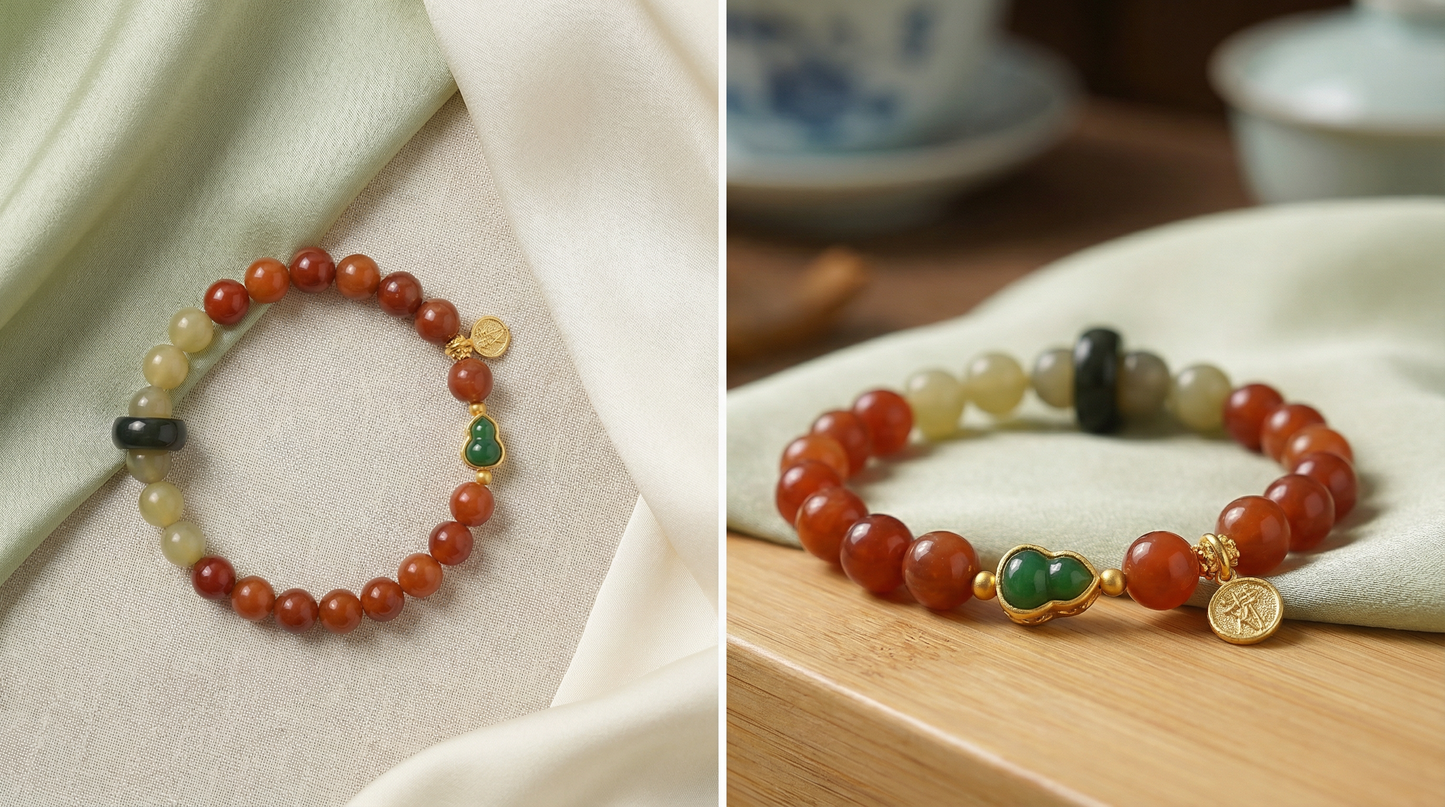 Hetian Jade Kuka Seed Gourd Bracelet | LanKio Abundance Gourd