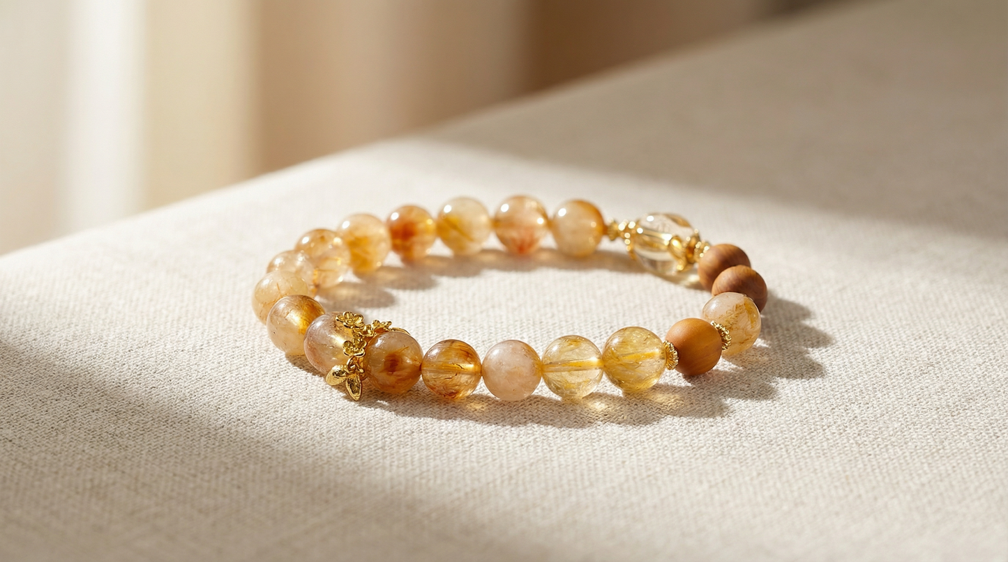 Citrine Thuja Wood Osmanthus Bracelet | LanKio Golden Grove