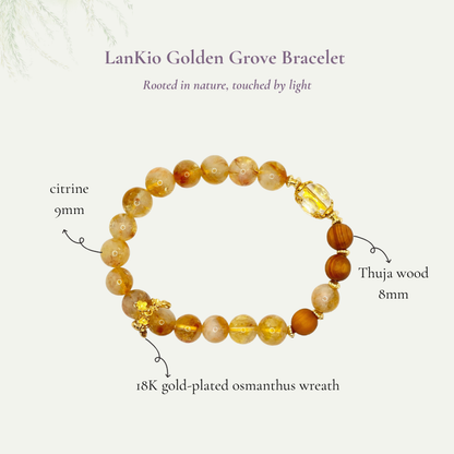 Citrine Thuja Wood Osmanthus Bracelet | LanKio Golden Grove