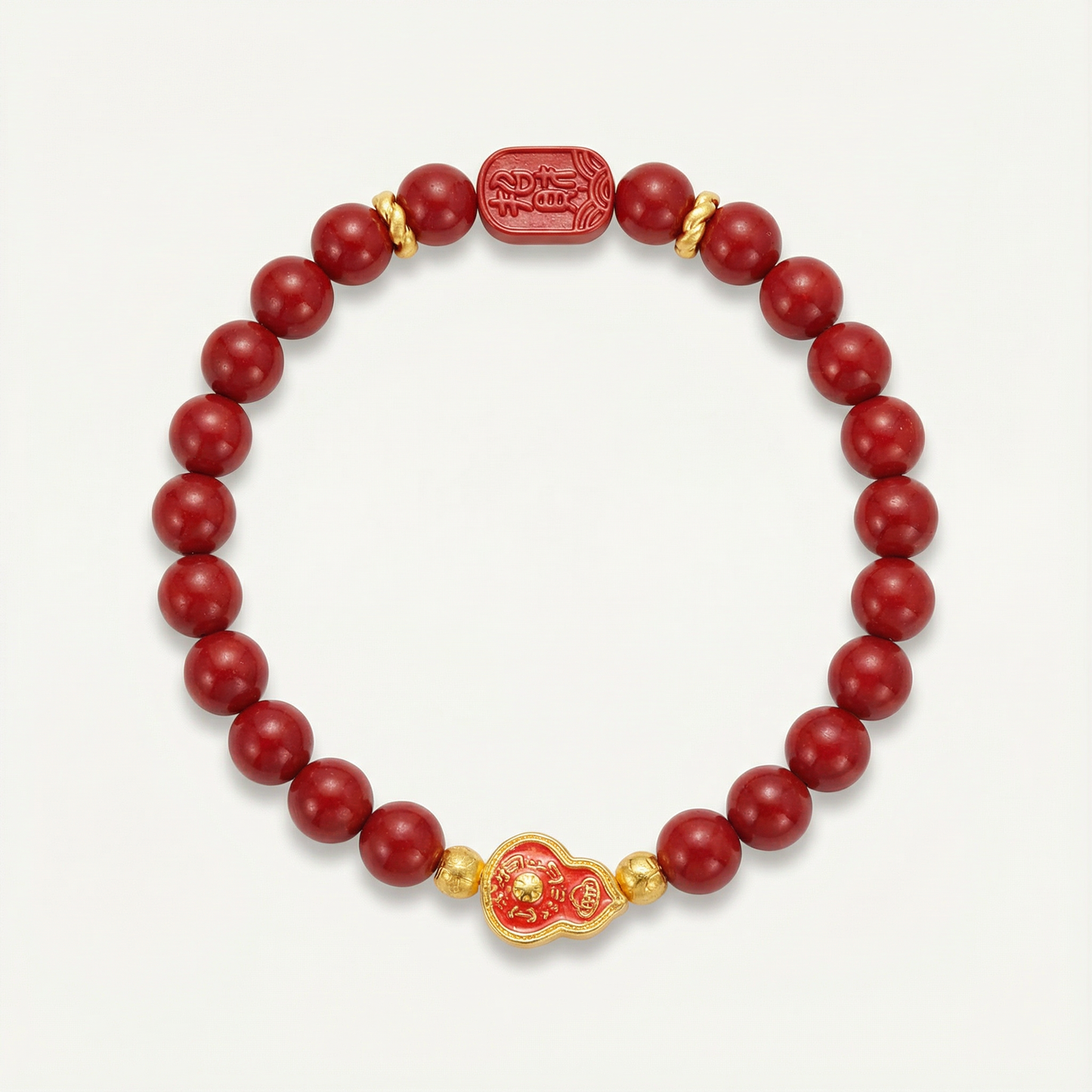 Cinnabar Tai Chi Gourd Bracelet | LanKio Crimson Blessing