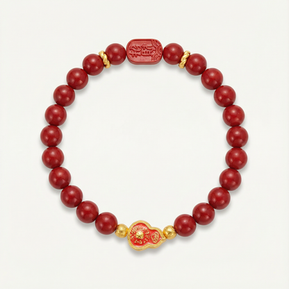 Cinnabar Tai Chi Gourd Bracelet | LanKio Crimson Blessing
