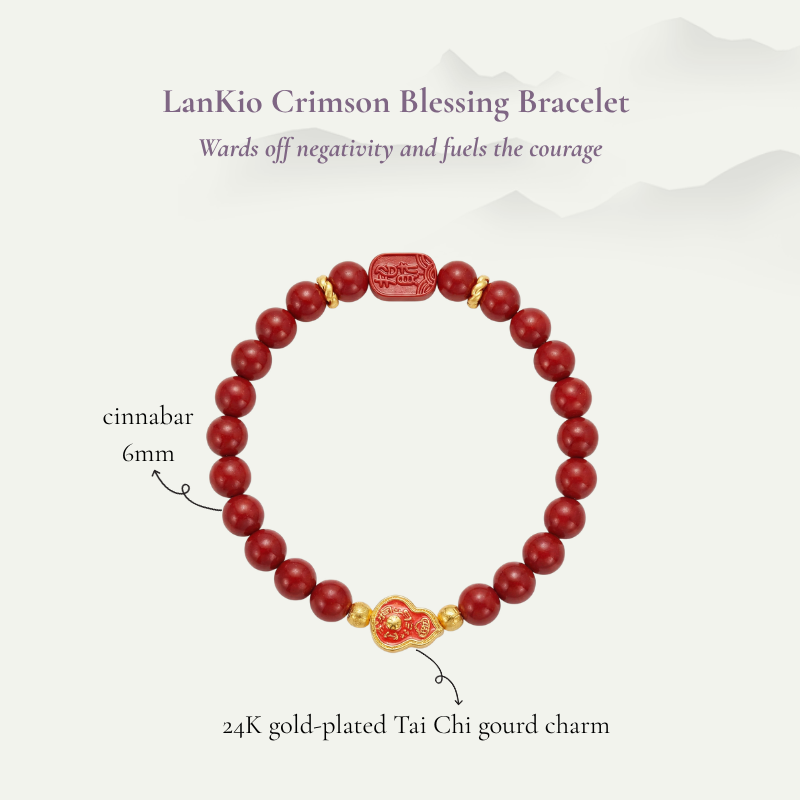Cinnabar Tai Chi Gourd Bracelet | LanKio Crimson Blessing