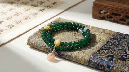 Green Agate Jade Aventurine Wrap Bracelet with Peace Charms | LanKio Peaceful Passage