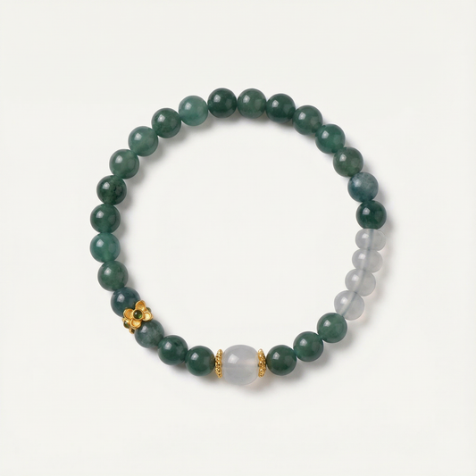 Jade Clear Quartz Osmanthus Bracelet | LanKio Osmanthus Grace