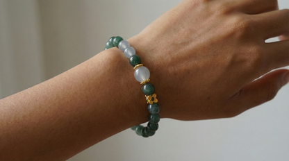 Jade Clear Quartz Osmanthus Bracelet | LanKio Osmanthus Grace