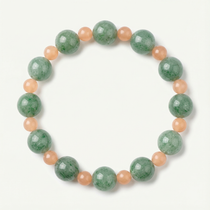 Green Strawberry Quartz Pink Agate Bracelet | LanKio Everyday Bloom