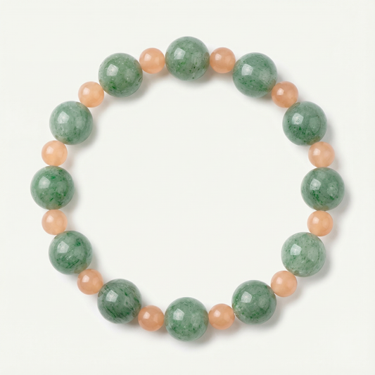 Green Strawberry Quartz Pink Agate Bracelet | LanKio Everyday Bloom