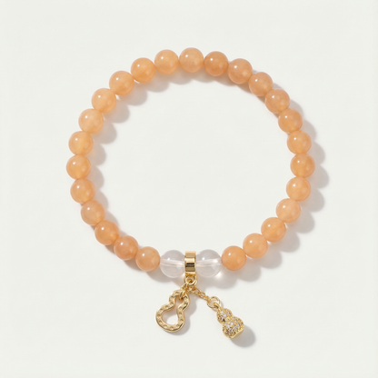 Orange Agate Clear Quartz Gourd Bracelet | LanKio Soft Blessing