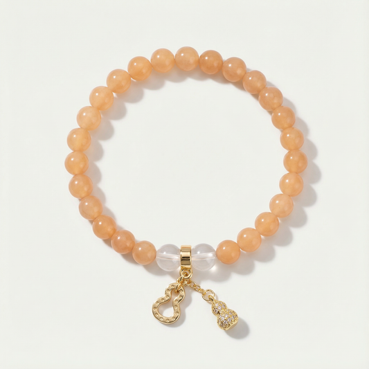 Orange Agate Clear Quartz Gourd Bracelet | LanKio Soft Blessing