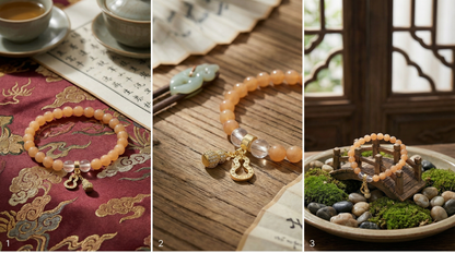 Orange Agate Clear Quartz Gourd Bracelet | LanKio Soft Blessing