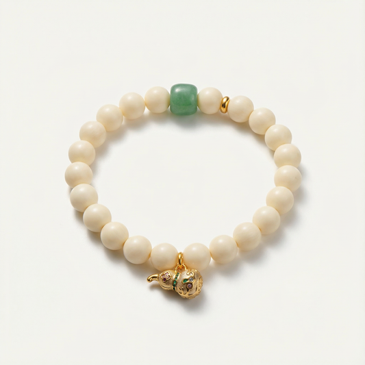 Tagua Nut Aventurine Gourd Bracelet | LanKio Ivory Calm
