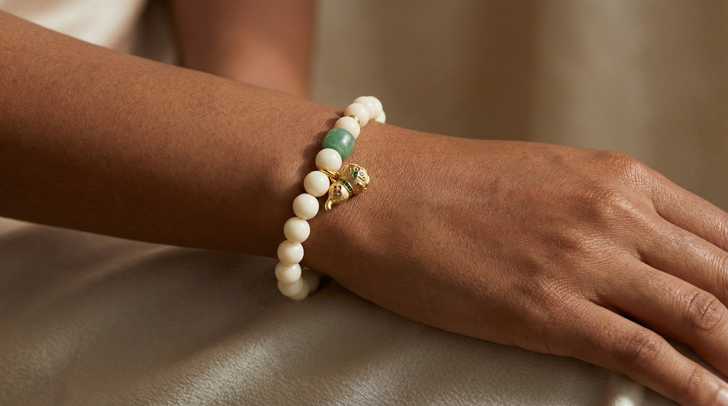 Tagua Nut Aventurine Gourd Bracelet | LanKio Ivory Calm