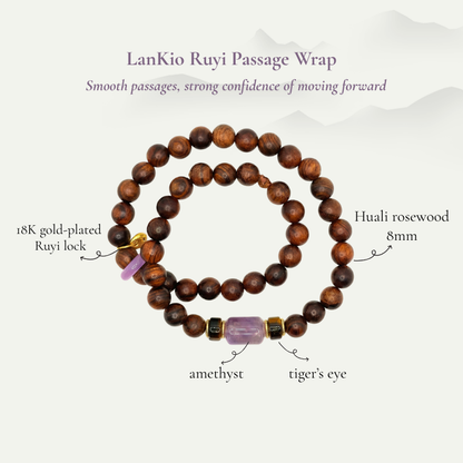 Huali Rosewood Amethyst Tiger's Eye Wrap Bracelet | LanKio Ruyi Passage